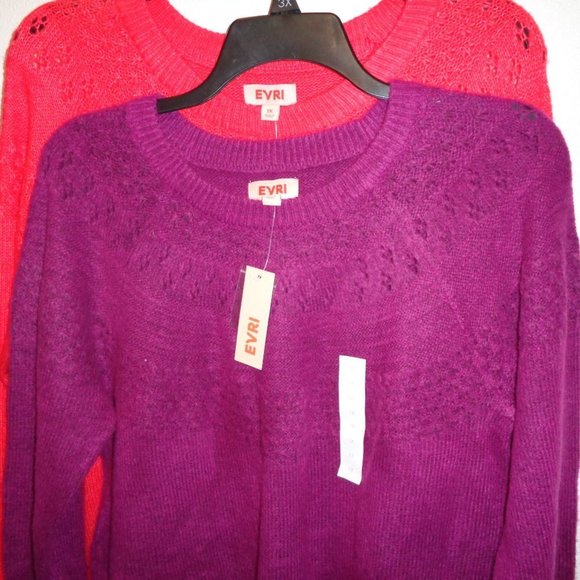 Evri Plus Size Crewneck Pointelle Sweaters Size 1X NWT Bundle of 2 - Picture 8 of 11